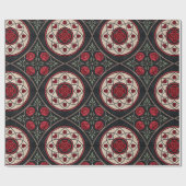 Papier Cadeau Saint-Valentin gothique Roses Rouges (Plat)