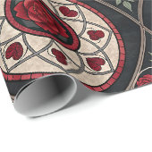 Papier Cadeau Saint-Valentin gothique Roses Rouges (Coin rond)