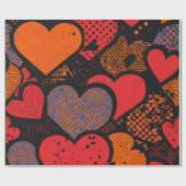Papier Cadeau Saint-Valentin Heart Pattern – Rétro Pop Art (Plat)