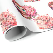 Papier cadeau Saint-Valentin Hérisson Romantique, (Coin rond)