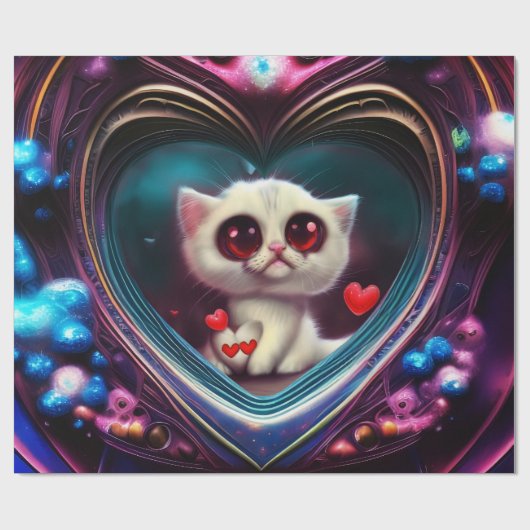Papier Cadeau Saint Valentin Kitten (Plat)