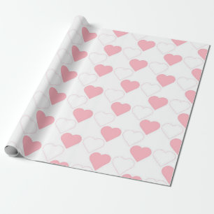 Papier Cadeau Saint Valentin mignon Motif de coeur rose blanc
