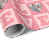 Papier Cadeau Saint-Valentin Romantique rose Love Heart Photo (Coin rond)