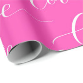 Papier Cadeau Saint Valentin rose en blanc Love Typographie (Coin rond)
