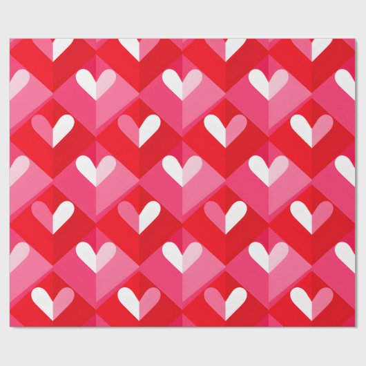 Papier cadeau Saint-Valentin Rouge et Blanc (Plat)