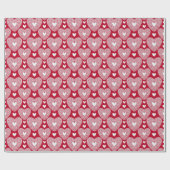 Papier Cadeau Saint-Valentin Rouge Motif de coeur de dentelle (Plat)