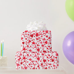 Papier Cadeau Saint Valentin Rouge Motif des Coeurs Confetti