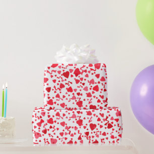 Papier Cadeau Saint Valentin Rouge Motif des Coeurs Confetti