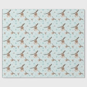 Papier Cadeau Saint-Valentin Singe Bleu Pastel  (Plat)