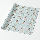 Papier Cadeau Saint-Valentin Singe Bleu Pastel  (Déroulé)