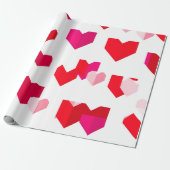 Papier cadeau Saint-Valentin style origami blanc e (Déroulé)