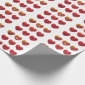 Papier Cadeau Saint-Valentin Visages Rigolards Coeurs Drôle (Coin)