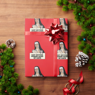PAPIER CADEAU SAINTE GERTRUDE, SAINTE PATRONNE DES CHATS CHAT
