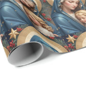 Papier Cadeau Sainte Vierge Marie Traditionnelle Catholique (Coin rond)