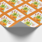 Papier Cadeau Saison Automne Citrouilles et fleurs Découpage ou (Coin)
