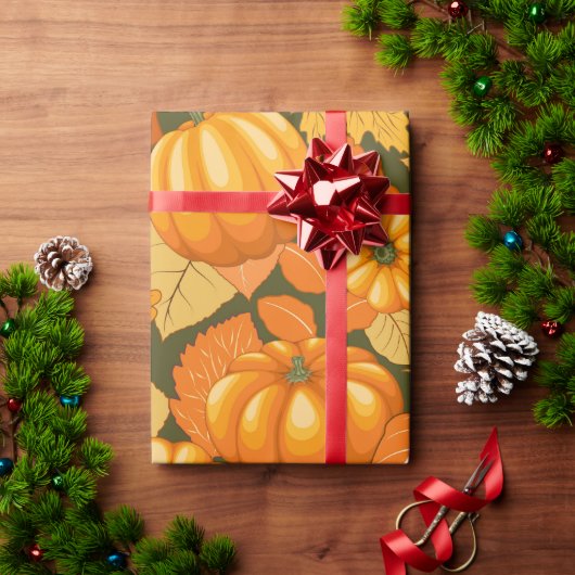 Papier Cadeau Saison d'automne Halloween Citrouille Motif (Cadeau de vacances)