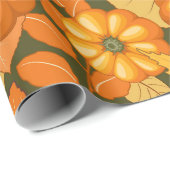 Papier Cadeau Saison d'automne Halloween Citrouille Motif (Coin rond)