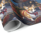 Papier Cadeau Saison de Noël de Corgi (Coin rond)