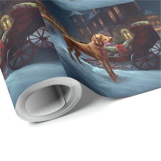Papier Cadeau Saison de Noël de Vizsla (Coin rond)