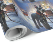 Papier Cadeau Saison de Noël des Schnauzer miniatures (Coin rond)