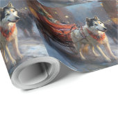 Papier Cadeau Saison de Noël du Malamute de l'Alaska (Coin rond)