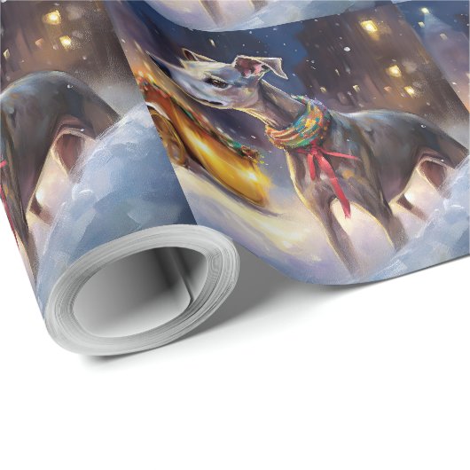 Papier Cadeau Saison de Noël Greyhound (Coin rond)