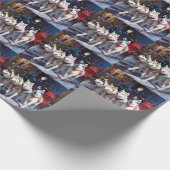 Papier Cadeau Saison de Noël Sibérienne Husky (Coin)