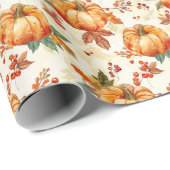 Papier Cadeau Saison des citrouilles d'automne (Coin rond)