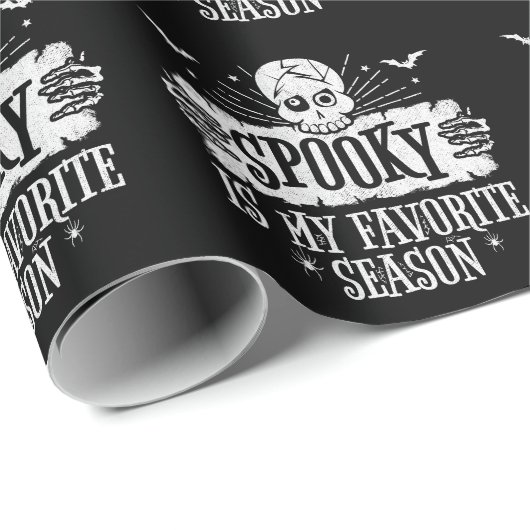 Papier Cadeau Saison éffrayante Effrayant Squelette chauves-sour (Coin rond)