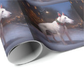 Papier Cadeau Saison Festive de Noël Bull Terrier (Coin rond)