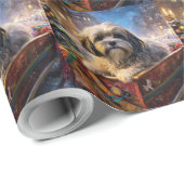 Papier Cadeau Saison Festive de Noël de Lhasa Apso (Coin rond)