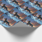 Papier Cadeau Saison Festive de Noël Doberman (Coin)
