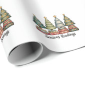 Papier Cadeau Saisons Lectures Noël Livre Arbre Enseignant Noël (Coin rond)