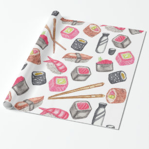 Papier Cadeau Saké à la mode mignon et baguettes de sushi