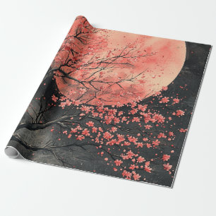 Papier Cadeau Sakura encre de lavis Lune de sang (2)