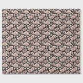 Papier Cadeau Sakura japonais cerisier fleur rose et noir (Plat)