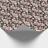 Papier Cadeau Sakura japonais cerisier fleur rose et noir (Coin)