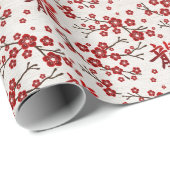 Papier Cadeau Sakura Tree Blossom et Symbole du dragon (Coin rond)