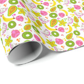 Papier Cadeau Salade de fruits à petite échelle blanche (Coin rond)