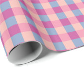 Papier Cadeau Salmon Periwinkle And Magenta Gingham (Coin rond)
