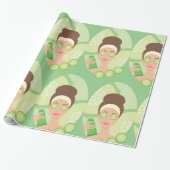 Papier Cadeau Salon de beauté facial Spa au concombre (Déroulé)