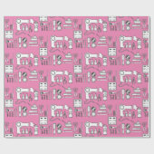 Papier Cadeau Salon de beauté Outils Cute Rose Blanc (Plat)