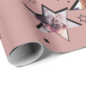 Papier Cadeau Salon de coiffure Étoiles de Noël avec photo perso (Coin rond)