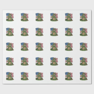 Papier Cadeau Salut de tortue patriotique Vector Design_1