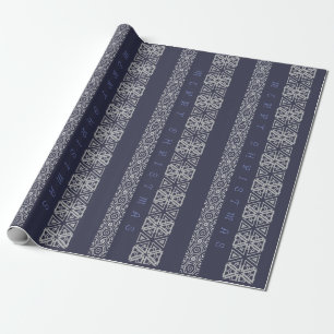 Papier Cadeau Salutation argentée bleue de costume d'ornement