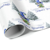 Papier Cadeau Salutation de la saison Noël Gnome (Coin rond)