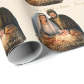 Papier Cadeau Salutation de Noël de la Nativité (Coin rond)