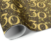 Papier Cadeau Salutations à 30 ans Black Gold 30e anniversaire (Coin rond)