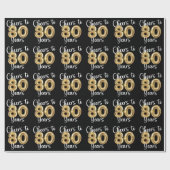 Papier Cadeau Salutations à 80 ans Black Gold Anniversaire (Plat)