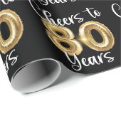 Papier Cadeau Salutations à 80 ans Black Gold Anniversaire (Coin rond)
